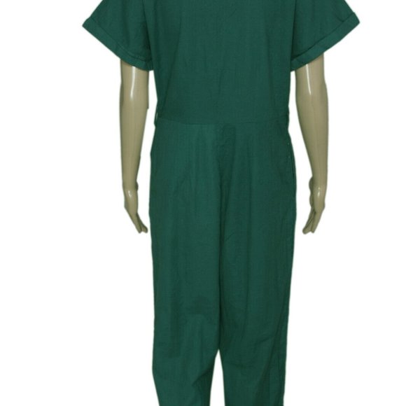 Old khaki jumpsuit Green Button Cotton Wide Leg New M 10 - Picture 3 of 6